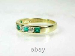 1Ct Emerald Cut Lab Created Emerald Eternity Wedding Band 14K Yellow Gold Plated