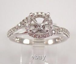 1Ct Real Moissanite Halo Engagement Ring Setting Semi Mount 4k White Gold Plated