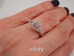 1Ct Real Moissanite Halo Engagement Ring Setting Semi Mount 4k White Gold Plated