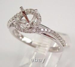 1Ct Real Moissanite Halo Engagement Ring Setting Semi Mount 4k White Gold Plated