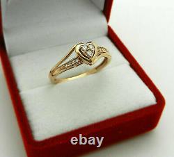 1Ct Round Cut VVS1/D Diamond Heart Shape Promise Ring 14K Yellow Gold Finish