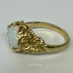 2.00 Ct Oval Cut Natural Fire Opal Engagement Ring 14K Yellow Gold Silver Plated