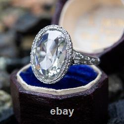2.00 Ct Rose Cut Oval Near White Moissanite Engagement Ring 925 Sterling Silver