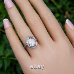 2.00 Ct Rose Cut Oval Near White Moissanite Engagement Ring 925 Sterling Silver