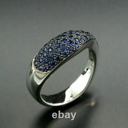 2.0CT Round Lab Created Sapphire Wedding Cluster Band Ring 14K White Gold Finish