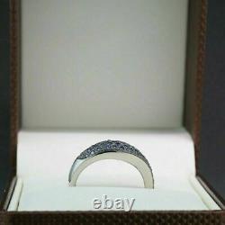 2.0CT Round Lab Created Sapphire Wedding Cluster Band Ring 14K White Gold Finish