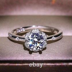 2.0Ct Round Good Cut Moissanite Halo 925 Sterling Silver Women's Engagement Ring