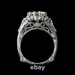 2.1 Ct Diamond Antique Filigree Vintage Deco Engagement Ring 14K White Gold Over
