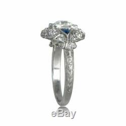 2.15 Ct Round Cut D/VVS1 Diamond Antique Vintage Sapphire Engagement Ring 5-12