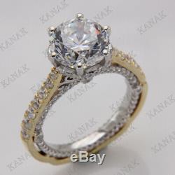 2.20 TCW Round Cut White Diamond 14k Two Tone Gold Over Vintage Engagement Ring