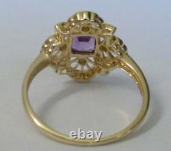 2.20Ct Asscher Cut Amethyst Vintage Engagement Ring 14K Yellow Gold Finish