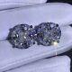 2.20ct Princess Cut Real Moissanite Cluster Stud Earrings 14k White Gold Plated