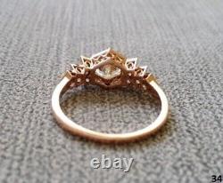 2.20Ct Round Simulated Diamond Art Deco Vintage Women's Ring 14K Rose Gold Over