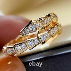 2.20Ct Round Simulated Diamond Bypass Wedding Band Ring 14K Yellow Gold Finish