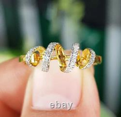 2.20Ct Round Simulated Diamond Wedding Swirl Band Ring 14K Yellow Gold Plated