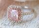 2.28ct Radiant Pink Diamond Vintage Inspired Engagement Ring14k White Gold Over