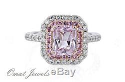 2.28CT Radiant Pink Diamond Vintage Inspired Engagement Ring14K White Gold Over