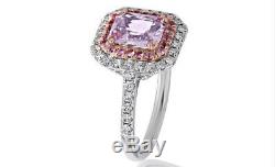 2.28CT Radiant Pink Diamond Vintage Inspired Engagement Ring14K White Gold Over