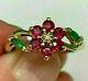 2.30ct Round Lab Created Ruby & Emerald Sterling Silver Plated Engagement Ring