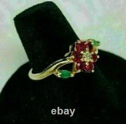 2.30Ct Round Lab Created Ruby & Emerald Sterling Silver Plated Engagement Ring