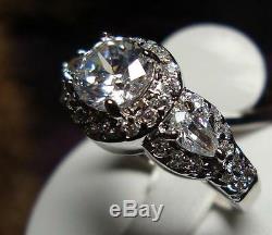 2.40Ct White Diamond Vintage Two Pcs 925 Silver Engagement Wedding Ring Set