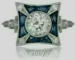 2.5 Ct Diamond Art Deco Vintage Style Engagement Antique Ring 14K White Gold FN
