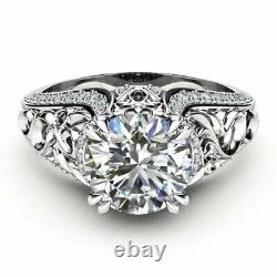 2.5 Ct Round Cut Moissanite Solitaire Wedding Vintage Ring 925 Sterling Silver
