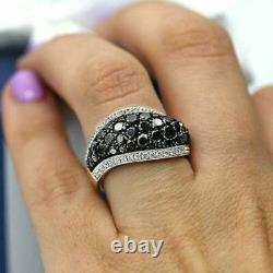 2.50 Ct Round Cut Black Simulated Diamond Wedding Band Ring 925 Sterling Silver