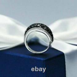 2.50 Ct Round Cut Black Simulated Diamond Wedding Band Ring 925 Sterling Silver