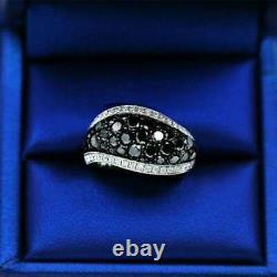 2.50 Ct Round Cut Black Simulated Diamond Wedding Band Ring 925 Sterling Silver