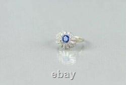 2.50 Ct Round Cut Simulated Sapphire Wedding Vintage Ring 14k White Gold Finish