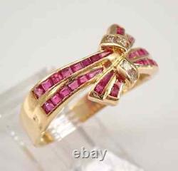 2.50Ct Baguette Cut Lab Created Ruby Bow Tie Wedding Band 14K Yellow Gold Plated