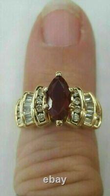 2.50Ct Marquise Simulated Red Garnet Engagement 14K Yellow Gold Plated