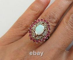 2.50Ct Oval Cut Fire Opal & Red Ruby Vintage Cocktail Ring 14k Rose Gold Finish