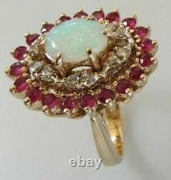 2.50Ct Oval Cut Fire Opal & Red Ruby Vintage Cocktail Ring 14k Rose Gold Finish