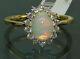 2.50ct Oval Cut Fire Opal Simulated Diamond Wedding Ring 14k Yellow Gold Finish