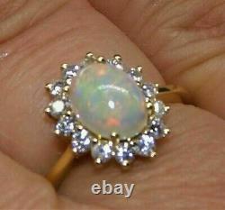 2.50Ct Oval Cut Fire Opal Simulated Diamond Wedding Ring 14k Yellow Gold Finish