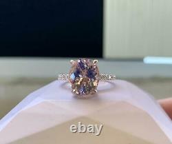 2.50Ct Oval Cut Morganite Diamond Solitaire Engagement Ring 14K Rose Gold Finish
