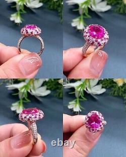2.50Ct Oval Lab-Created Pink Ruby Engagement Ring 14K Rose Gold Plated Silver