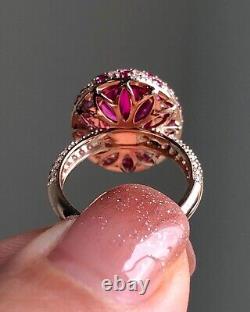 2.50Ct Oval Lab-Created Pink Ruby Engagement Ring 14K Rose Gold Plated Silver