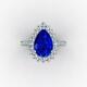2.50ct Pear Cut Blue Sapphire Diamond Halo Engagement Ring 14k White Gold Finish