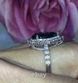 2.50Ct Pear Cut Blue Sapphire Diamond Halo Engagement Ring 14K White Gold Finish