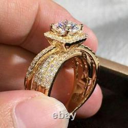 2.50Ct Round Cut Moissanite Halo Women's Engagement Ring 14K Yellow Gold Finish