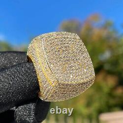 2.50Ct Round Cut Moissanite Men's Engagement Cluster Ring 14k Yellow Gold Finish