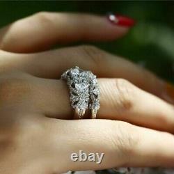 2.54 Ct Round Cut Simulated Diamond Wedding Bridal Ring Set 925 Sterling Silver