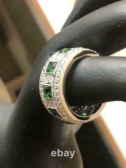 2.60Ct Princess Cut Lab Created Emerald Wedding Band Ring 14K White Gold Finish