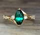 2.70ct Marquise Lab Created Green Emerald Women's Ring 14k Yellow Gold Plated