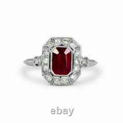 2.73 Ct Art Deco Vintage Red Ruby Antique Engagement Ring 925 Sterling Silver