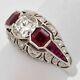 2.73ct Art Deco Vintage Round Lab-created Diamond & Ruby Antique Ring 925 Silver
