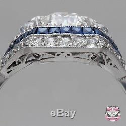 2.80 CT Vintage Art Deco White Diamond 925 Silver Engagement Anniversary Ring